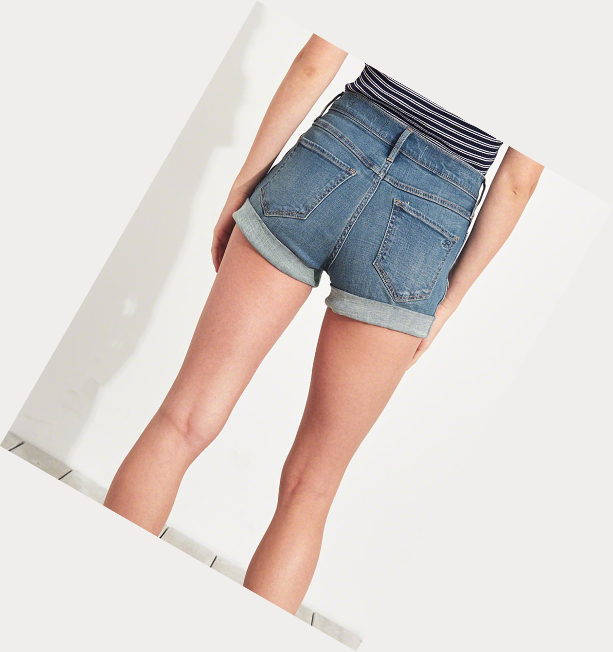 Wash Women's Hollister Advanced Stretch High-Rise Denim Shorts | UK-503WIBA