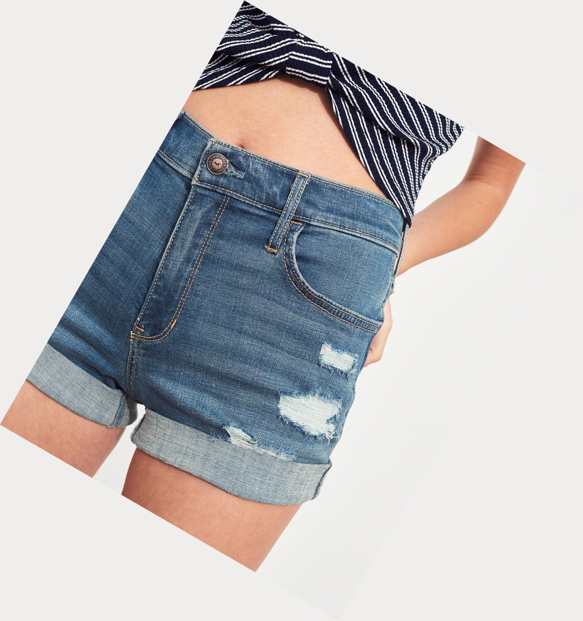 Wash Women's Hollister Advanced Stretch High-Rise Denim Shorts | UK-503WIBA