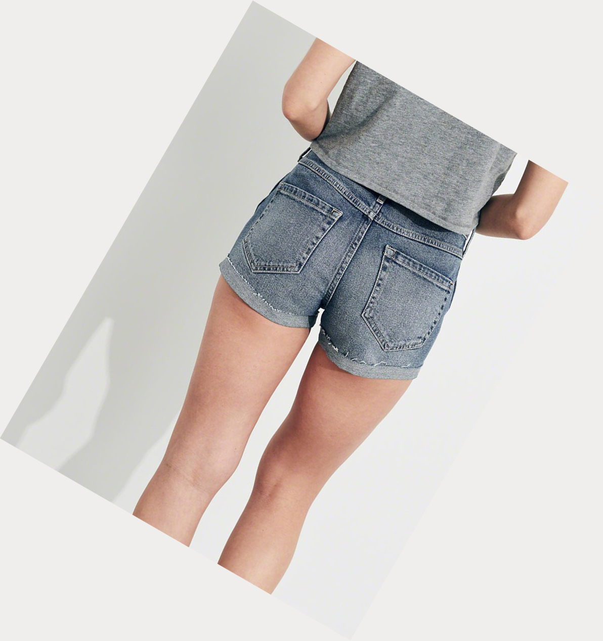 Wash Women's Hollister Stretch High-Rise Denim Shorts | UK-401SGZF