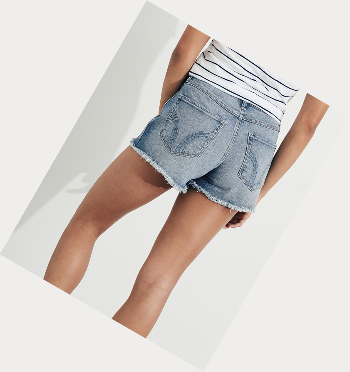 Wash Women's Hollister Vintage Stretch High-Rise Denim Boyfriend Shorts | UK-925GXMJ