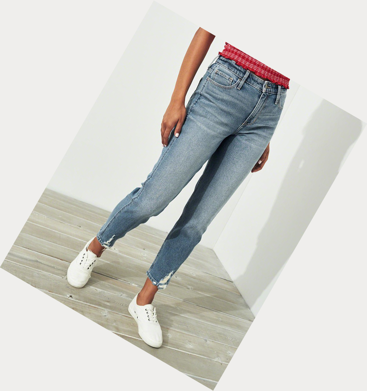 Wash Women's Hollister Vintage Stretch High-Rise Mom Jeans | UK-964MBHD