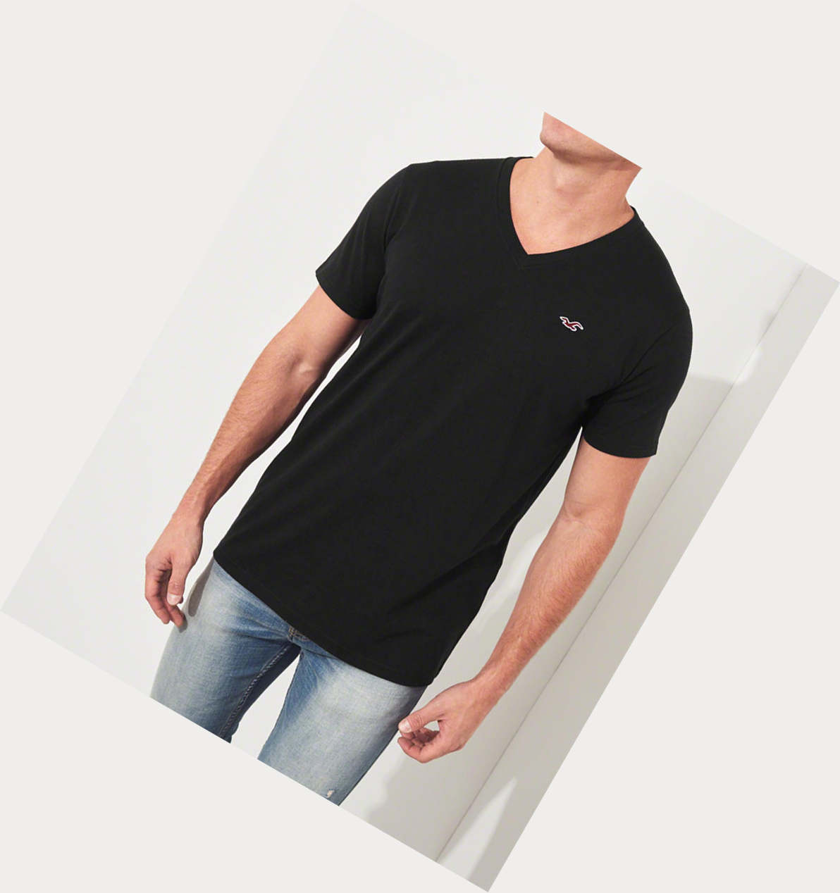 White Grey Burgundy Navy Black Men's Hollister Must-Have V-Neck Short Sleeve | UK-418EXTR