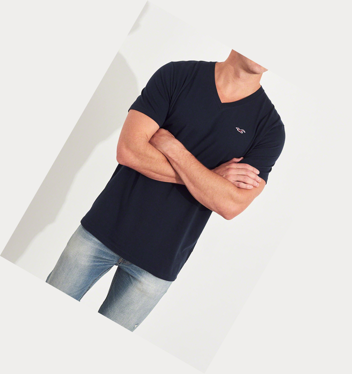 White Grey Burgundy Navy Black Men's Hollister Must-Have V-Neck Short Sleeve | UK-418EXTR