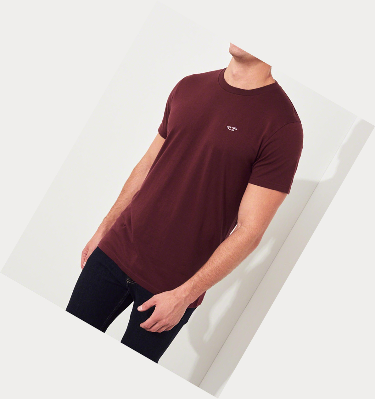 White Grey Burgundy Navy Black Men's Hollister Must-Have Crewneck Short Sleeve | UK-637IRBE