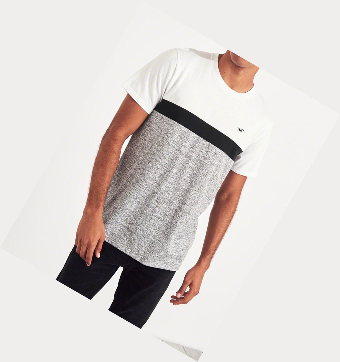 White Grey Men's Hollister Colorblock Crewneck Short Sleeve | UK-094DOEP