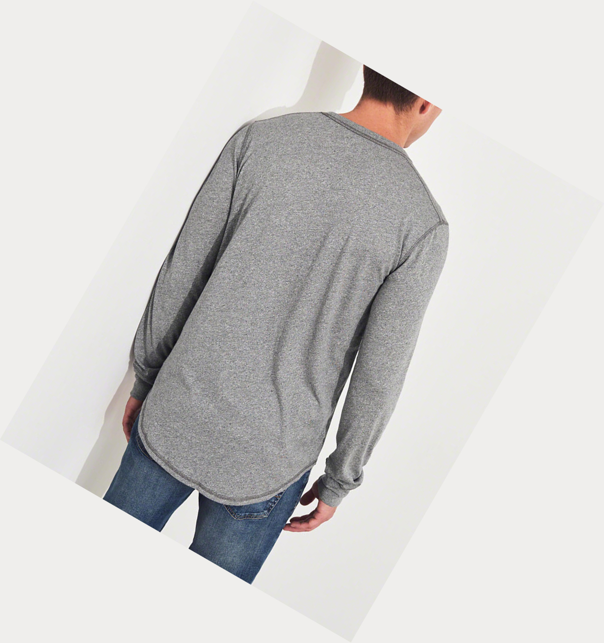 White Grey Navy Men's Hollister Must-Have Crewneck Long Sleeve | UK-426ZXMP