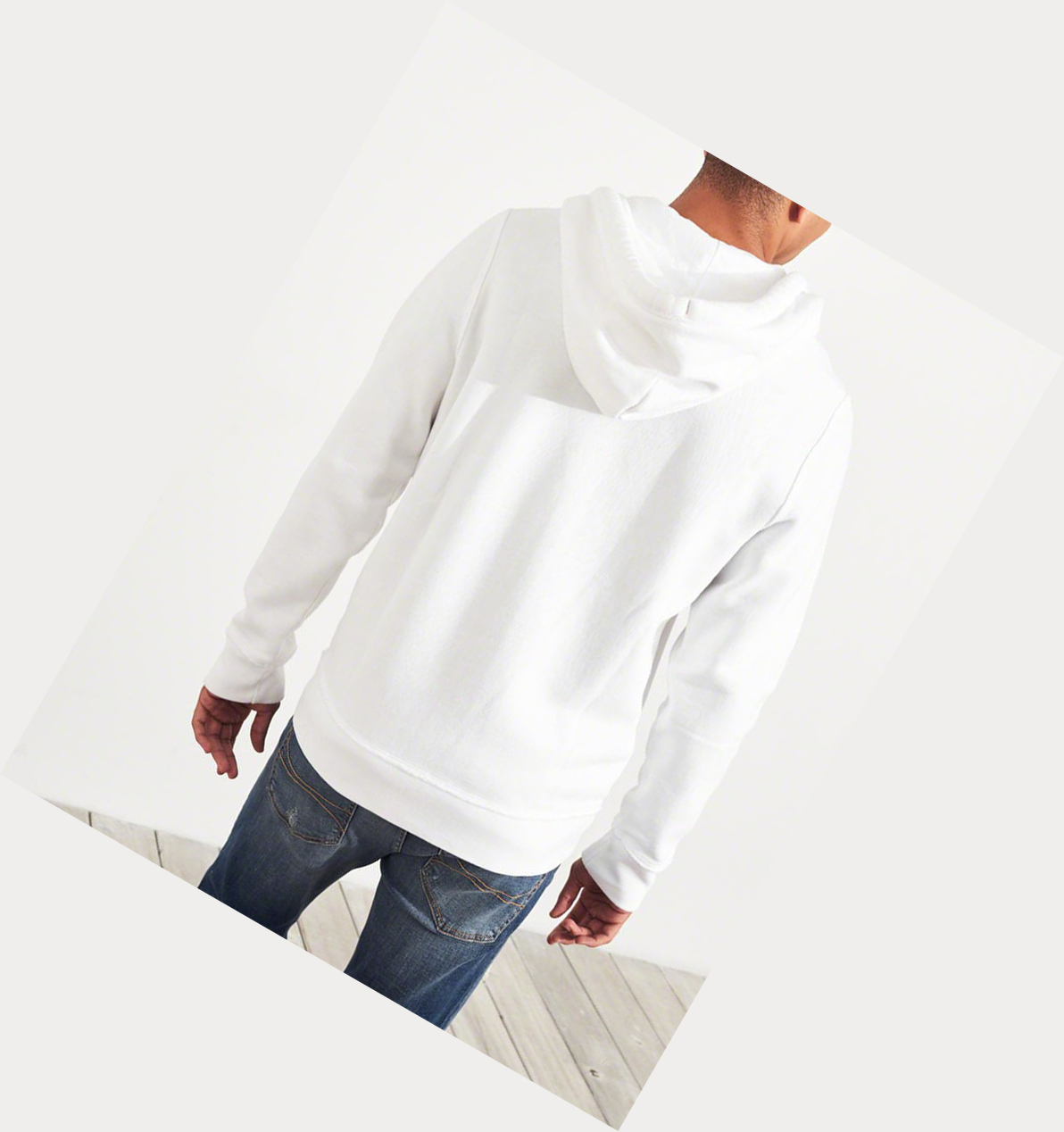 White Men's Hollister Full-Zip Icon Hoodie | UK-102QHXP