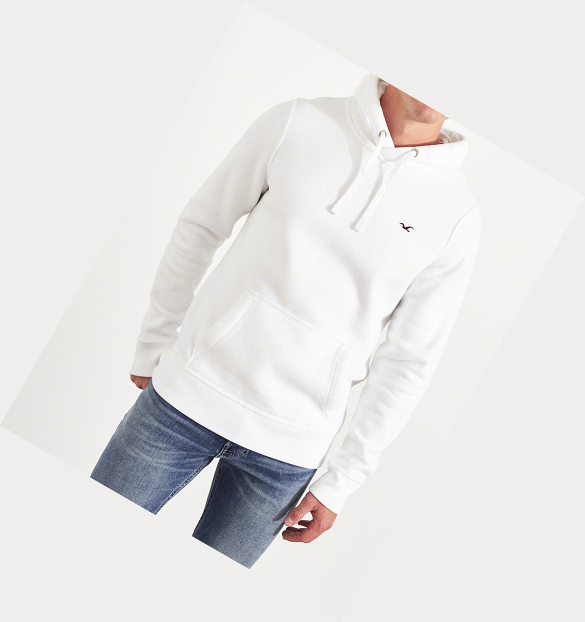 White Men's Hollister Icon Hoodie | UK-807NQXZ