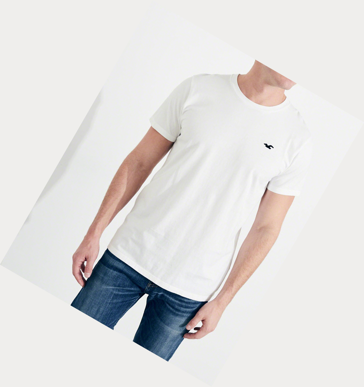 White Men's Hollister Must-Have Crewneck Short Sleeve | UK-089APIO