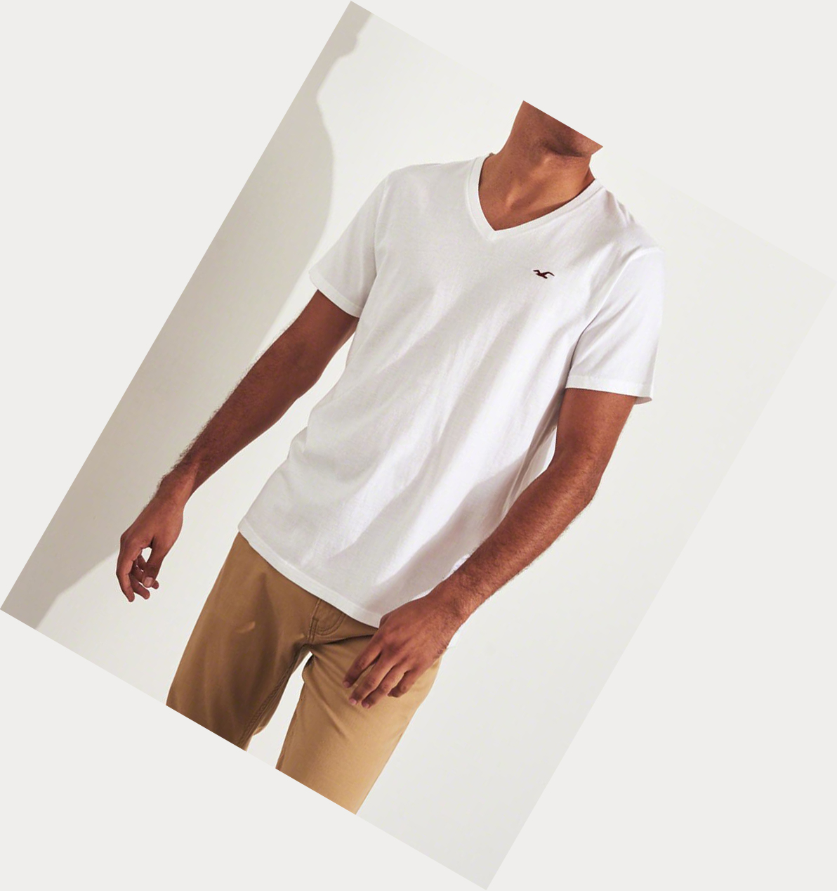 White Men's Hollister Must-Have V-Neck Short Sleeve | UK-309QASZ