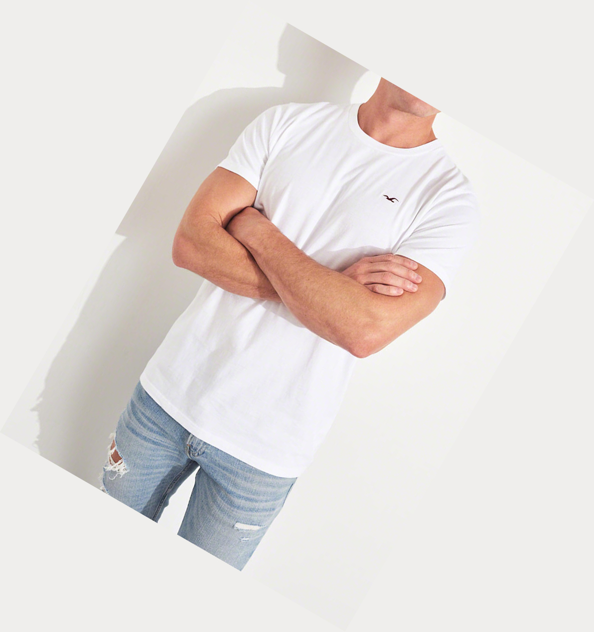 White White White Men's Hollister Must-Have Crewneck Short Sleeve | UK-592UMHV