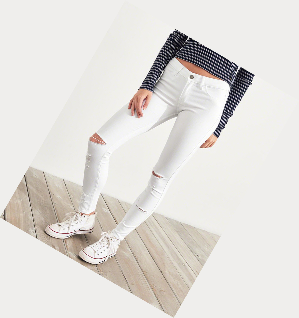 White Women's Hollister Advanced Stretch Low-Rise Jeans | UK-657FOMR