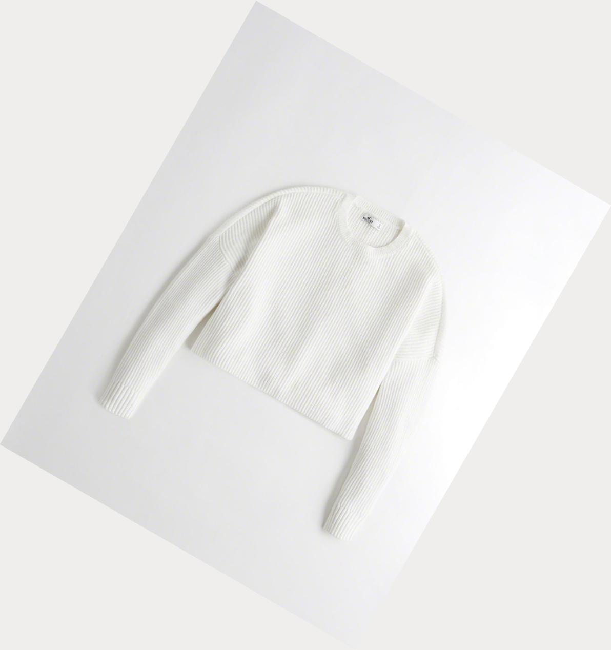 White Women\'s Hollister Crop Boyfriend Sweaters | UK-598BXQO