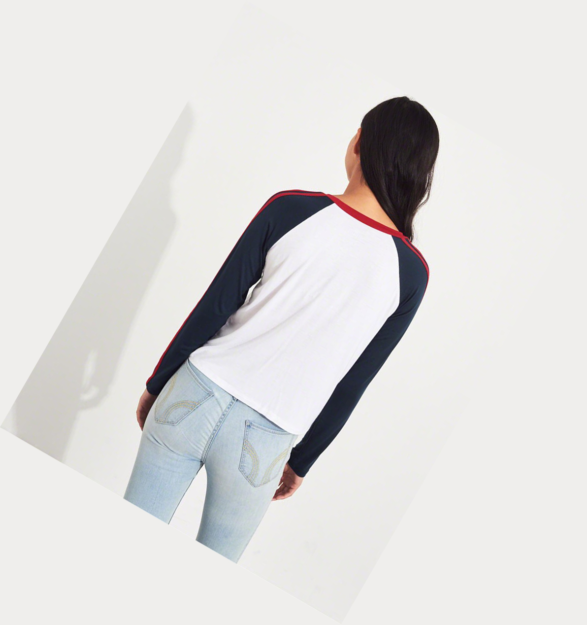 White Women's Hollister Easy Raglan Long Sleeve | UK-901PWUM