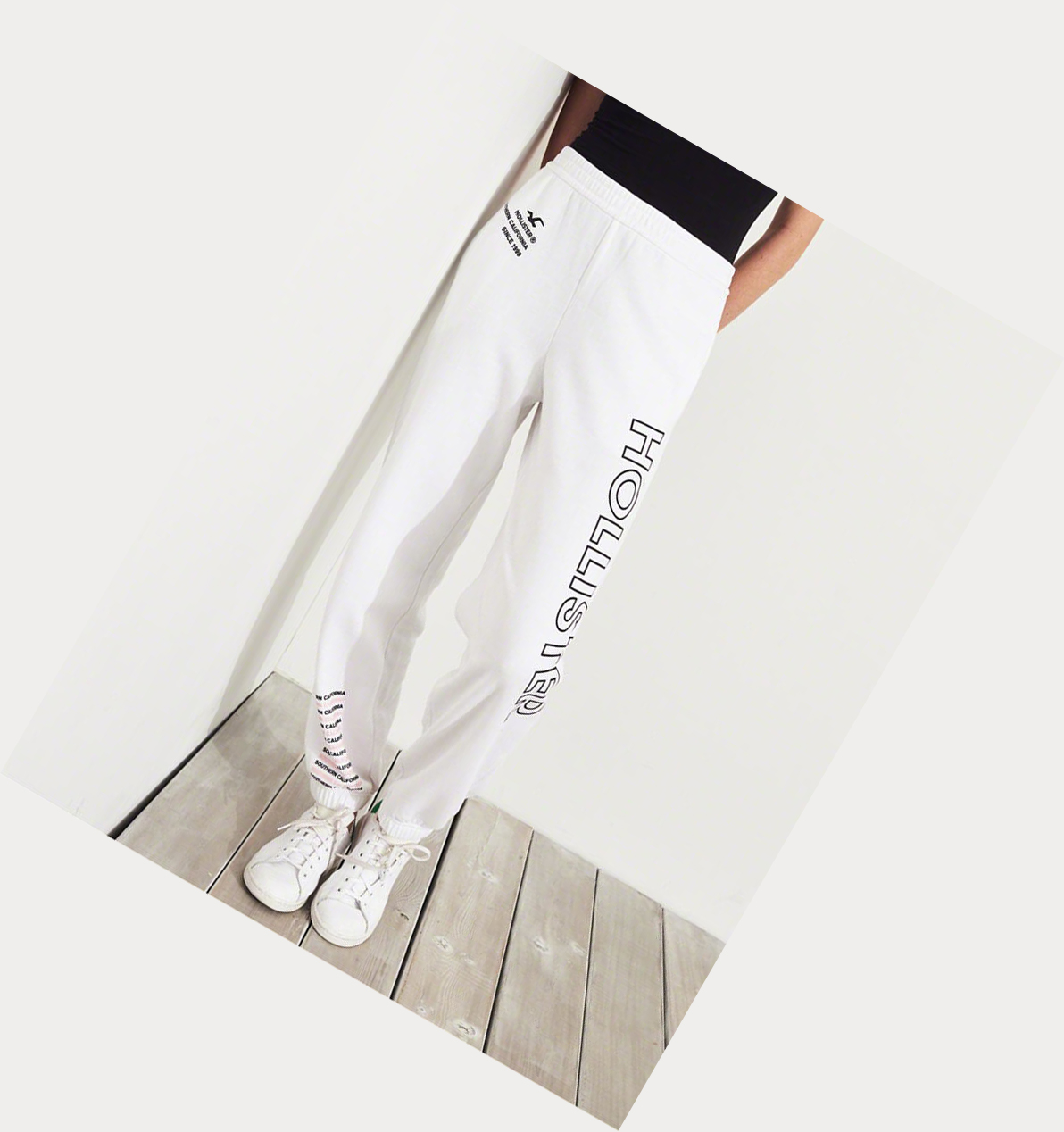 White Women's Hollister High-Rise Banded Boyfriend Sweatpants | UK-280TZLU