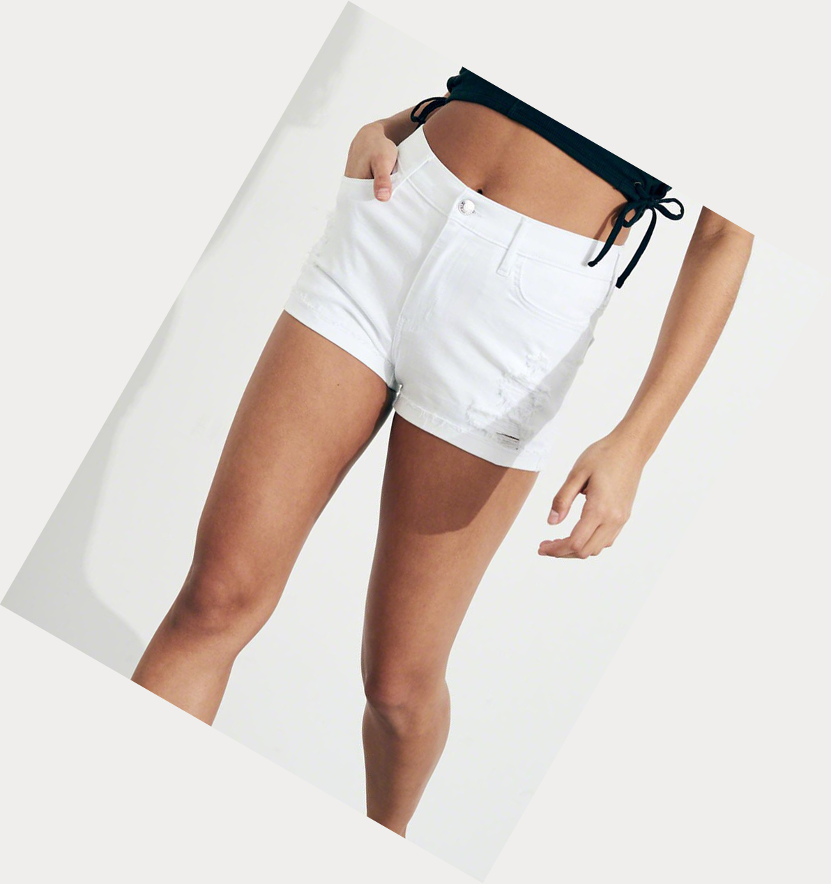 White Women's Hollister High-Rise Denim Shorts | UK-529LNAU