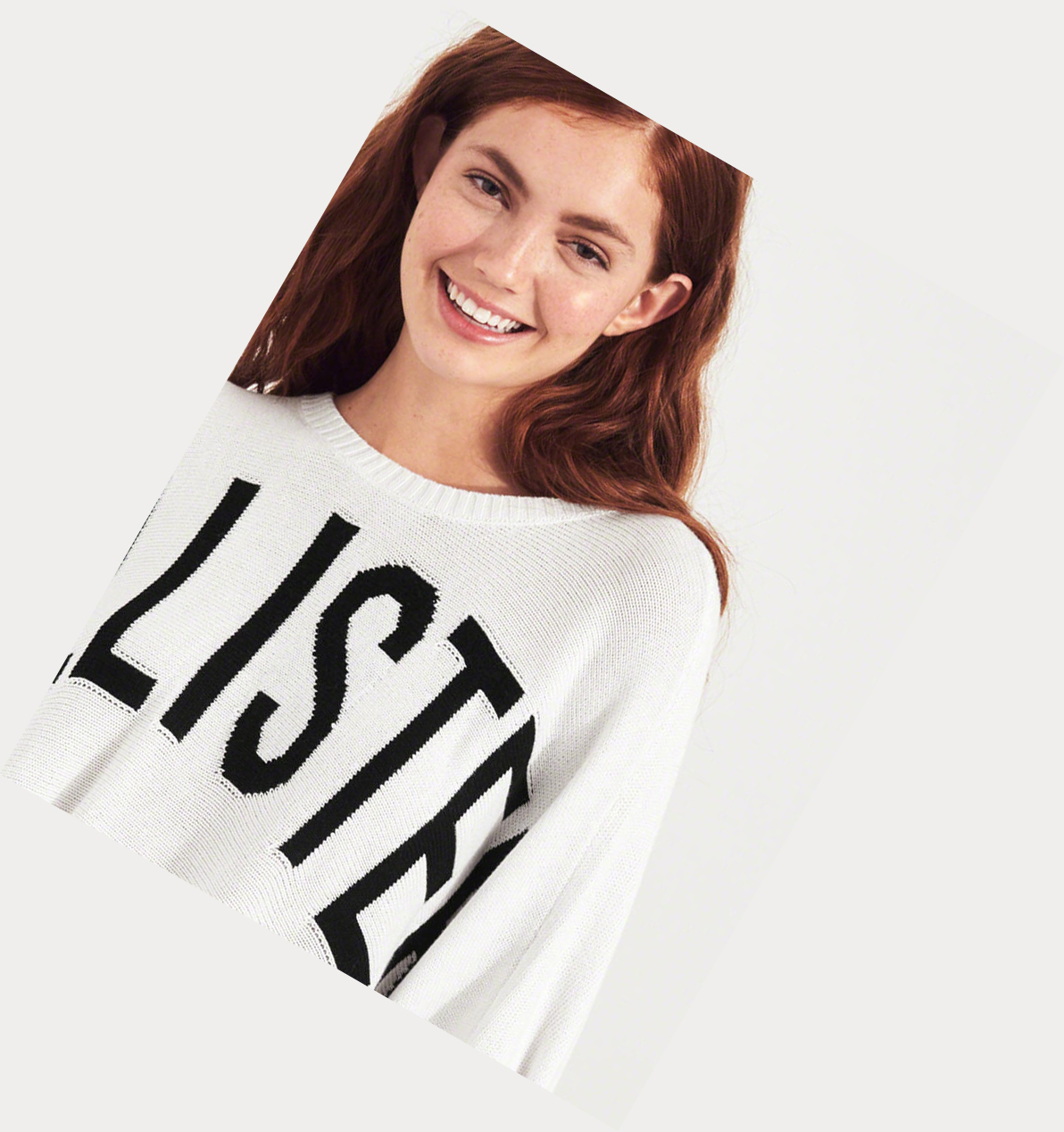 White Women's Hollister Logo Oversized Sweaters | UK-176WMOB