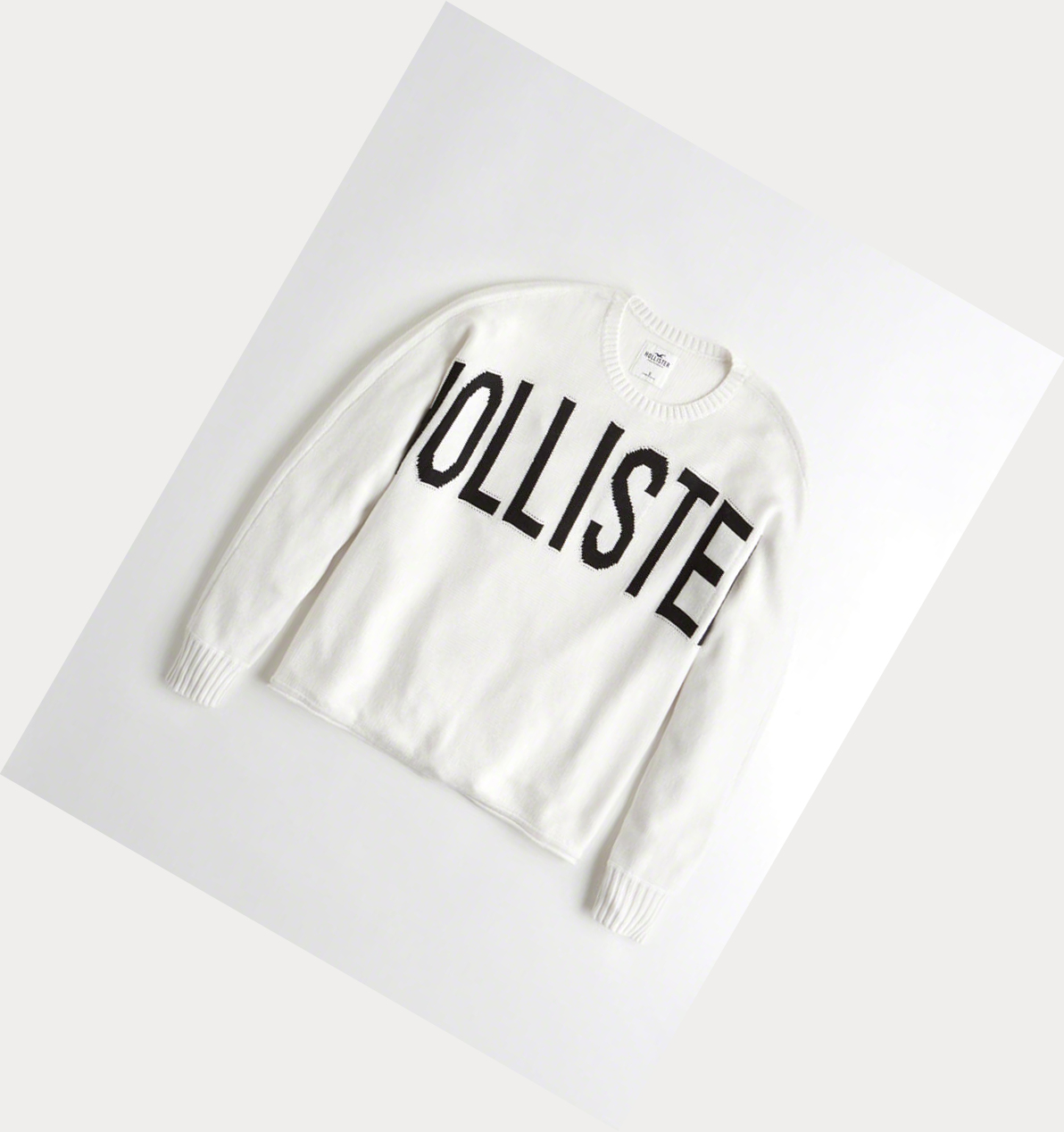 White Women\'s Hollister Logo Oversized Sweaters | UK-176WMOB