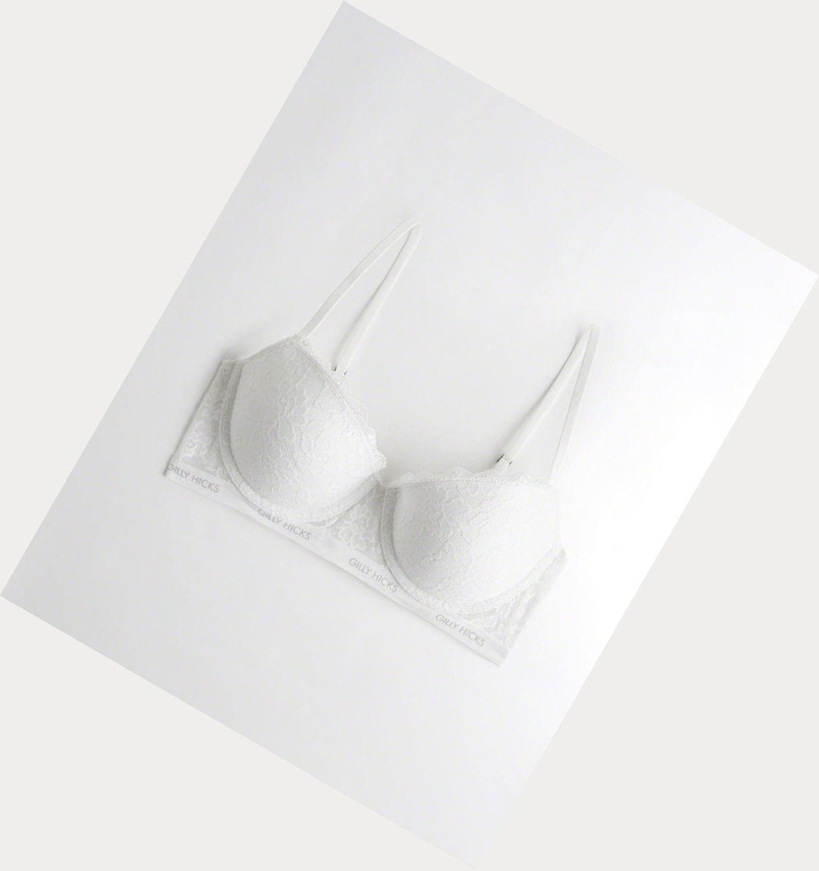 White Women\'s Hollister Logo Push-Up Balconette Bras | UK-297KBRY