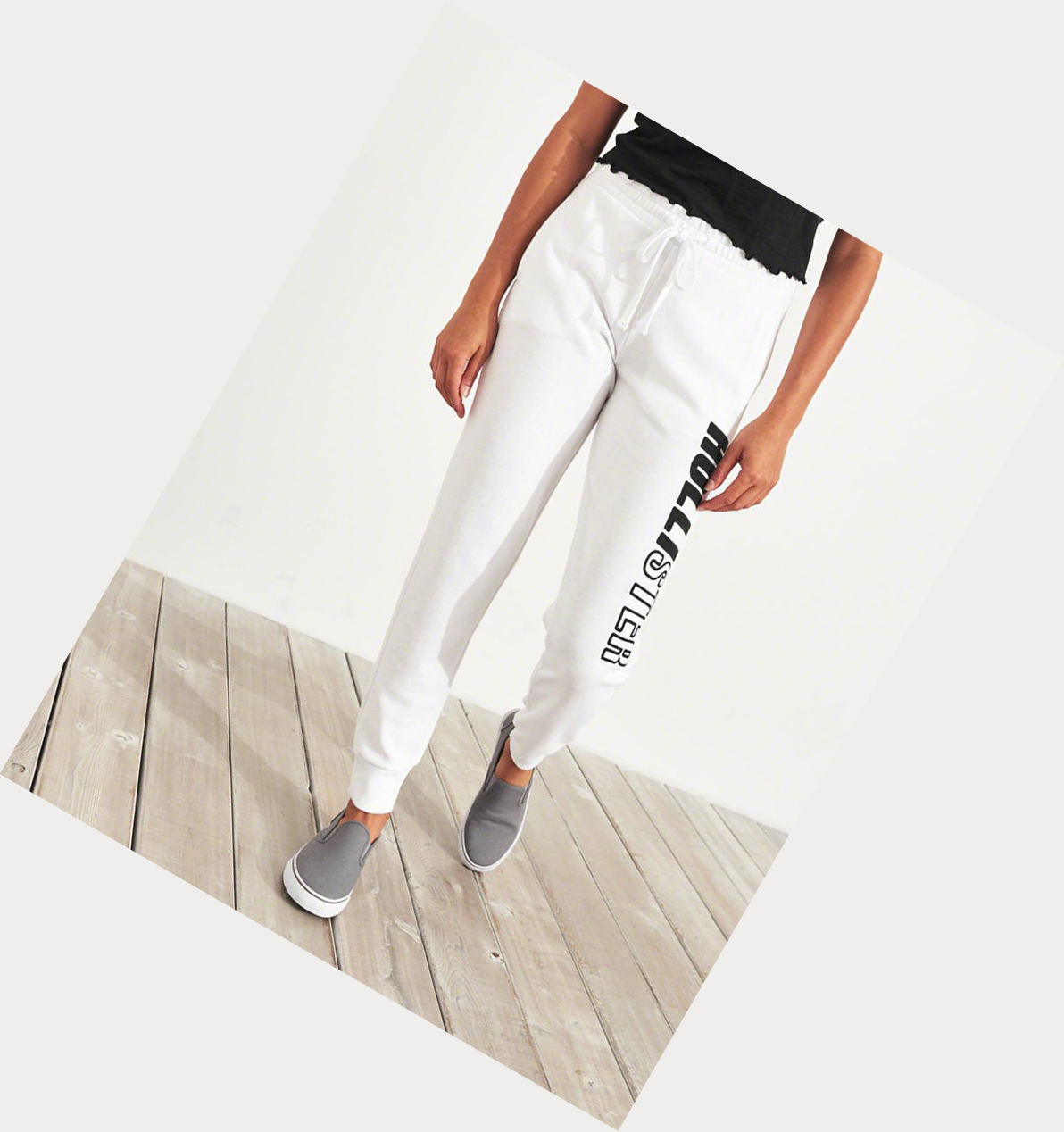 White Women's Hollister Mid-Rise Fleece Sweatpants | UK-564WIVE