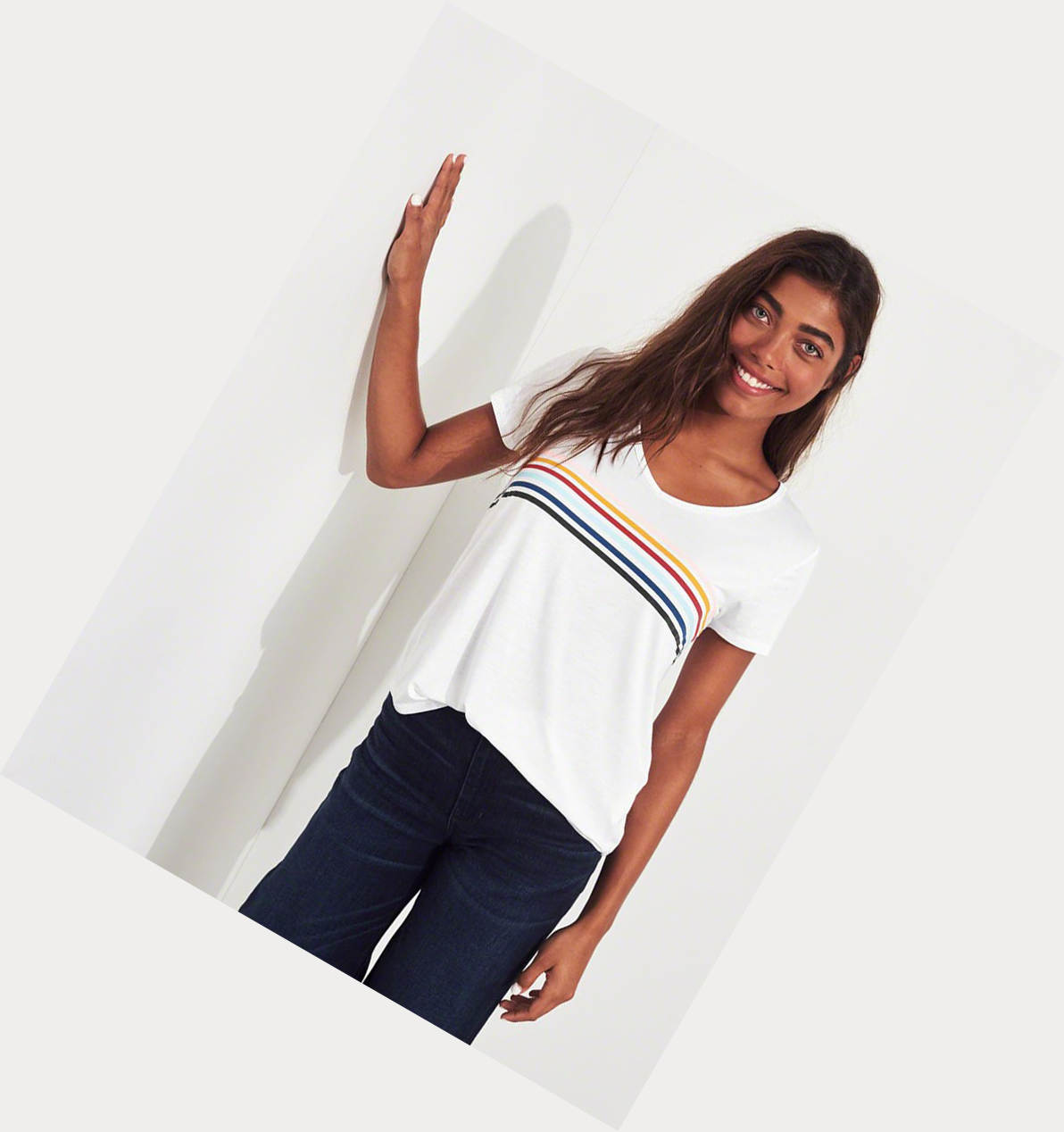 White Women's Hollister Must-Have Easy Short Sleeve | UK-485QZBO