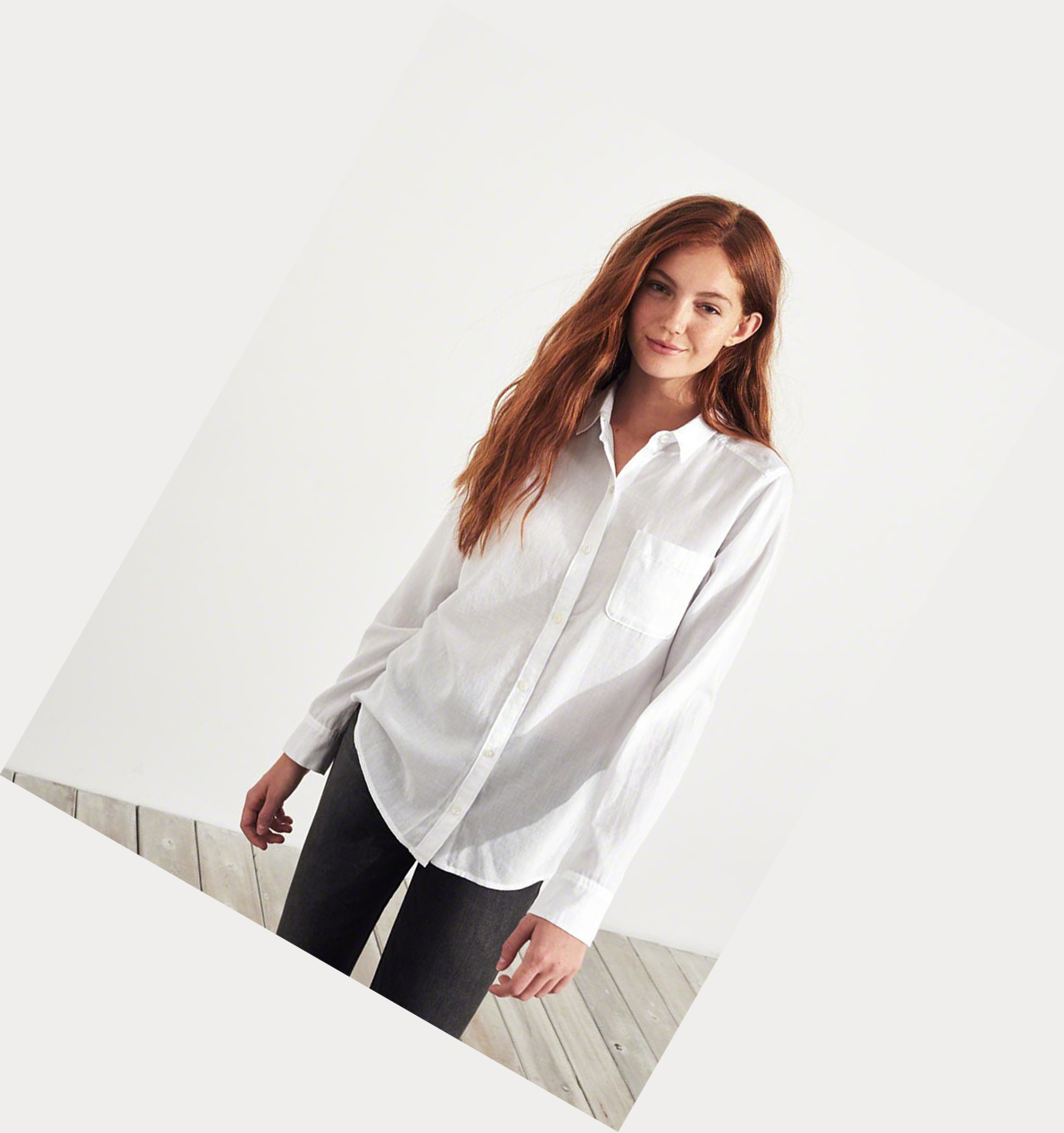 White Women's Hollister Oversized Long Sleeve | UK-643BHQE