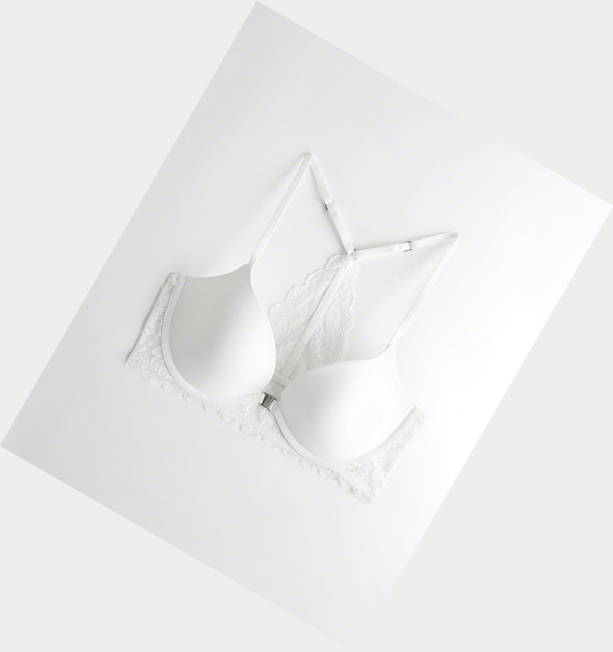 White Women\'s Hollister Racerback Push-Up Plunge Bras | UK-512AUPV