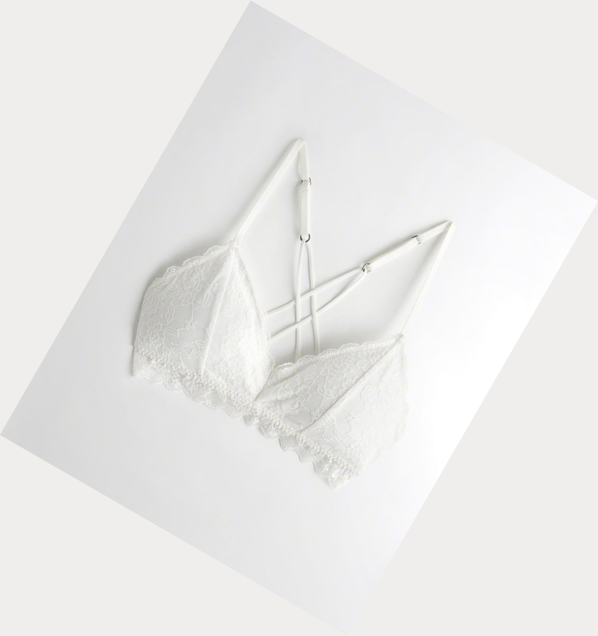 White Women\'s Hollister Strappy Triangle With Removable Pads Bras | UK-168WKLO