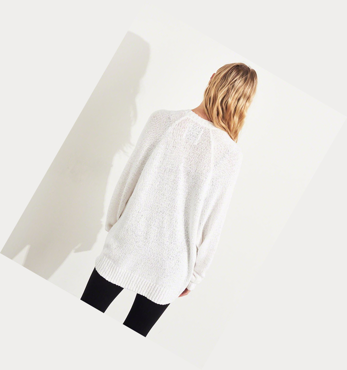 White Women's Hollister Textured Oversized Cardigan Sweaters | UK-301OZDP