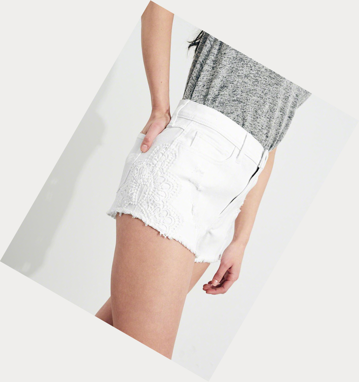 White Women's Hollister Vintage Stretch High-Rise Denim Vintage Shorts | UK-489FJCR