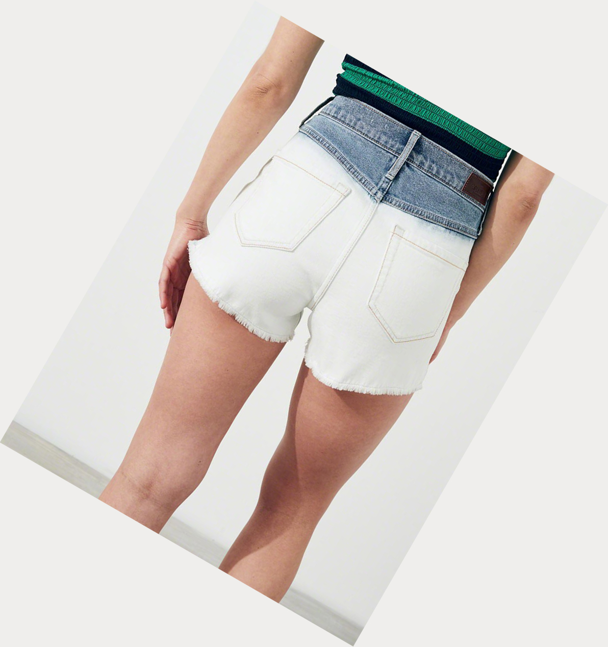 White Women's Hollister Vintage Stretch Ultra High-Rise Denim Shorts | UK-568IOUN