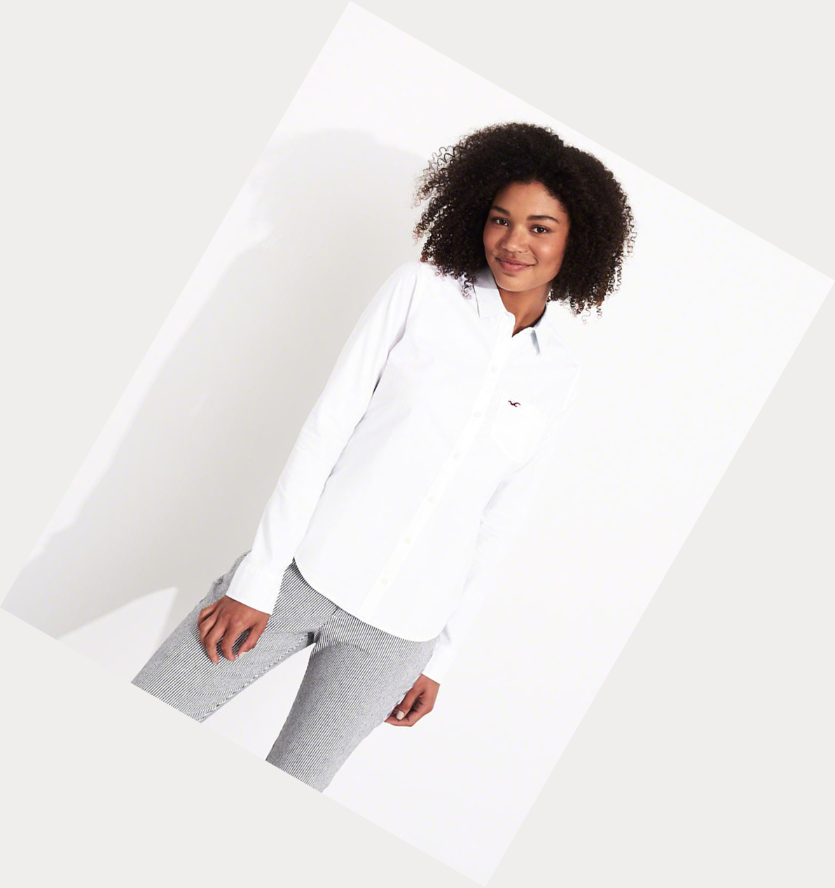 White Women's Hollister Woven Long Sleeve | UK-072PLTB