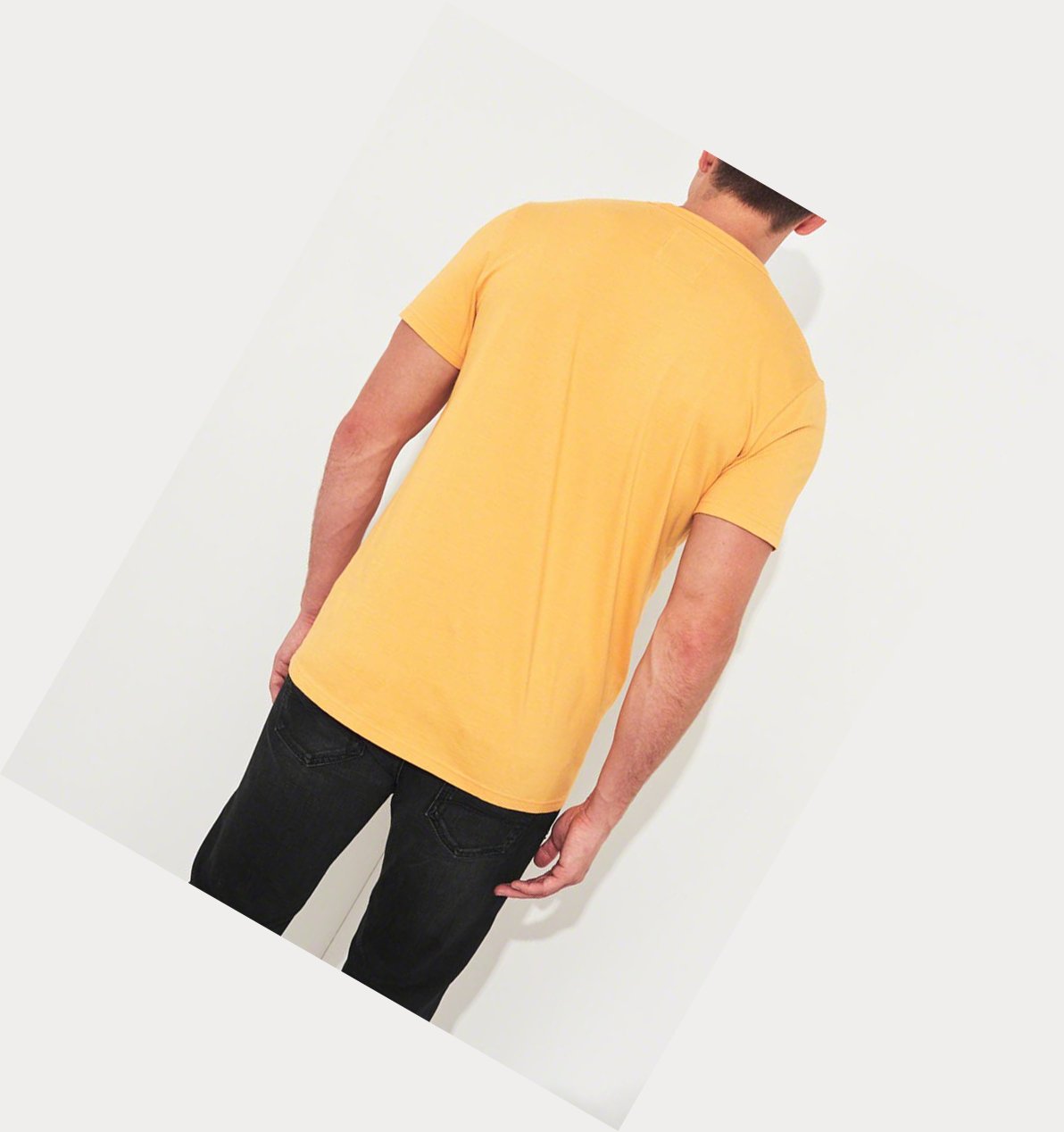 Yellow Men's Hollister Logo Short Sleeve | UK-742UXHB