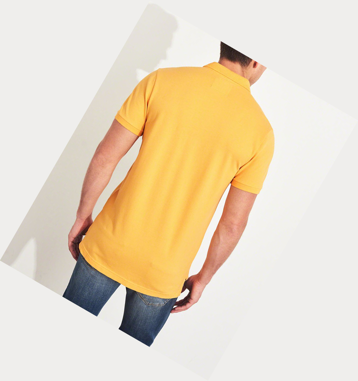 Yellow Men's Hollister Stretch Shrunken Collar Polo Shirts | UK-104QDTZ