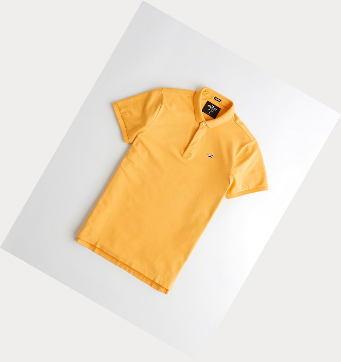 Yellow Men\'s Hollister Stretch Shrunken Collar Polo Shirts | UK-104QDTZ