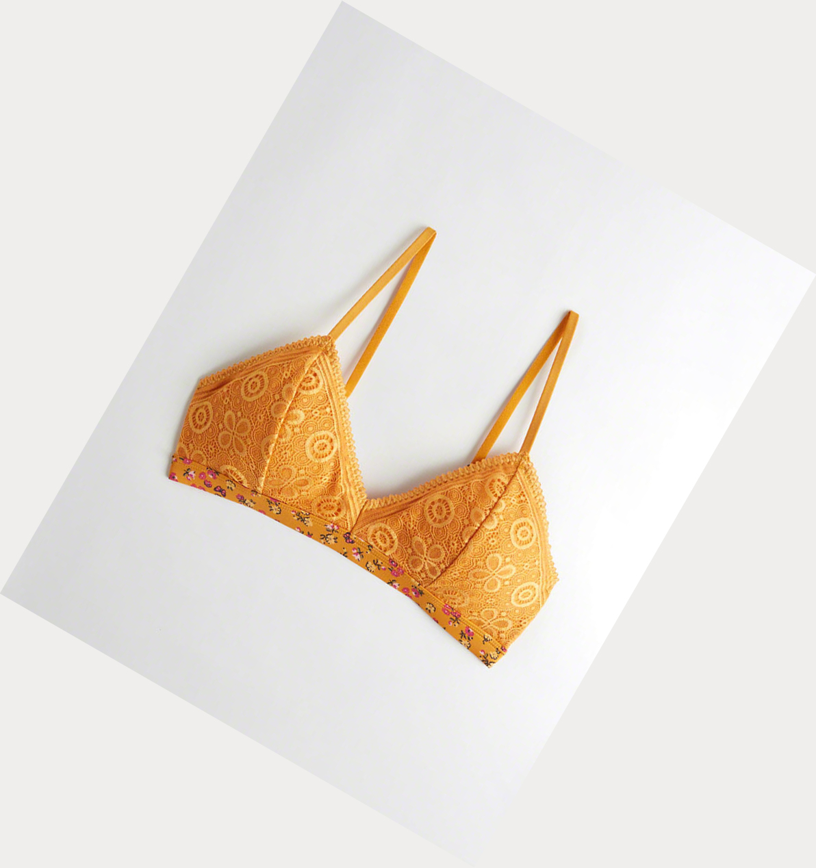 Yellow Women\'s Hollister Lace Triangle With Removable Pads Bras | UK-219TLZA