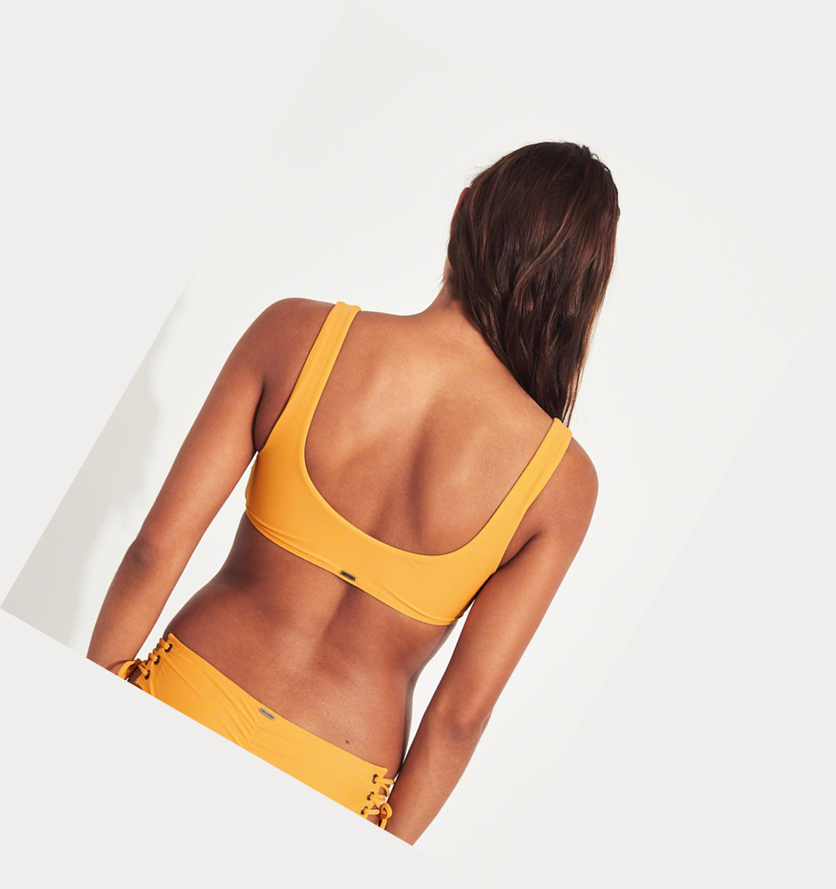 Yellow Women's Hollister Lace-Up Scoop Bikini Tops | UK-573QWXY