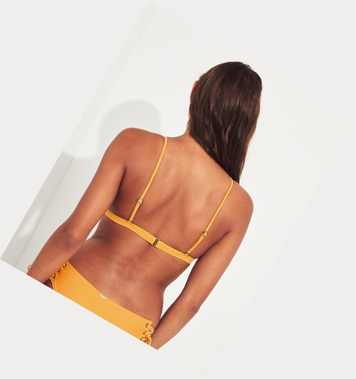 Yellow Women's Hollister Lace-Up Triangle Bikini Tops | UK-932NKHE