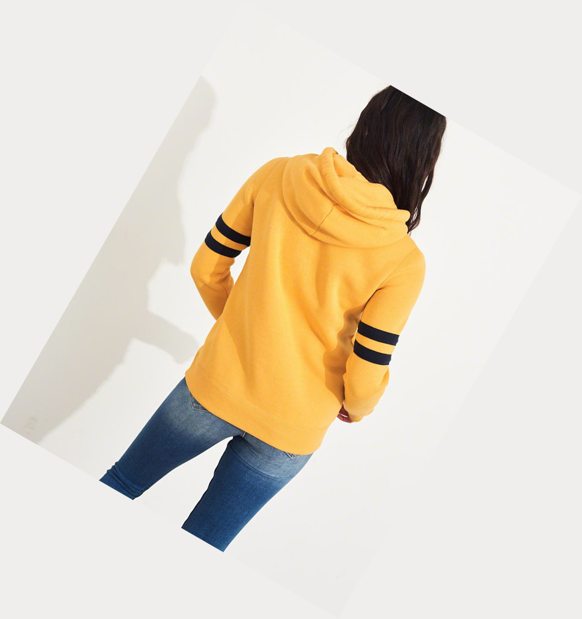 Yellow Women's Hollister Logo Graphic Hoodie | UK-247FLIV