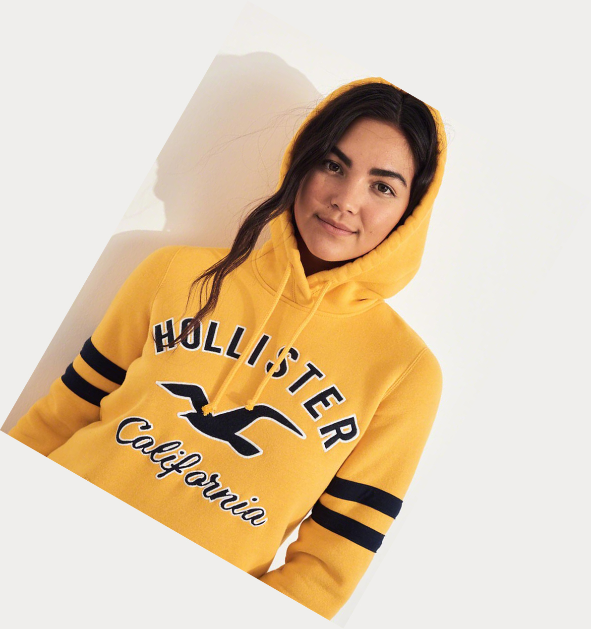 Yellow Women's Hollister Logo Graphic Hoodie | UK-247FLIV