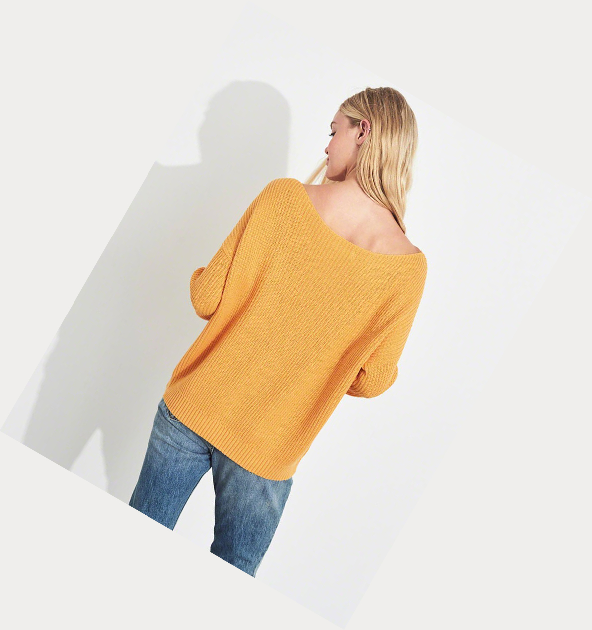 Yellow Women's Hollister On Or Off The Shoulder Sweaters | UK-036CQTD