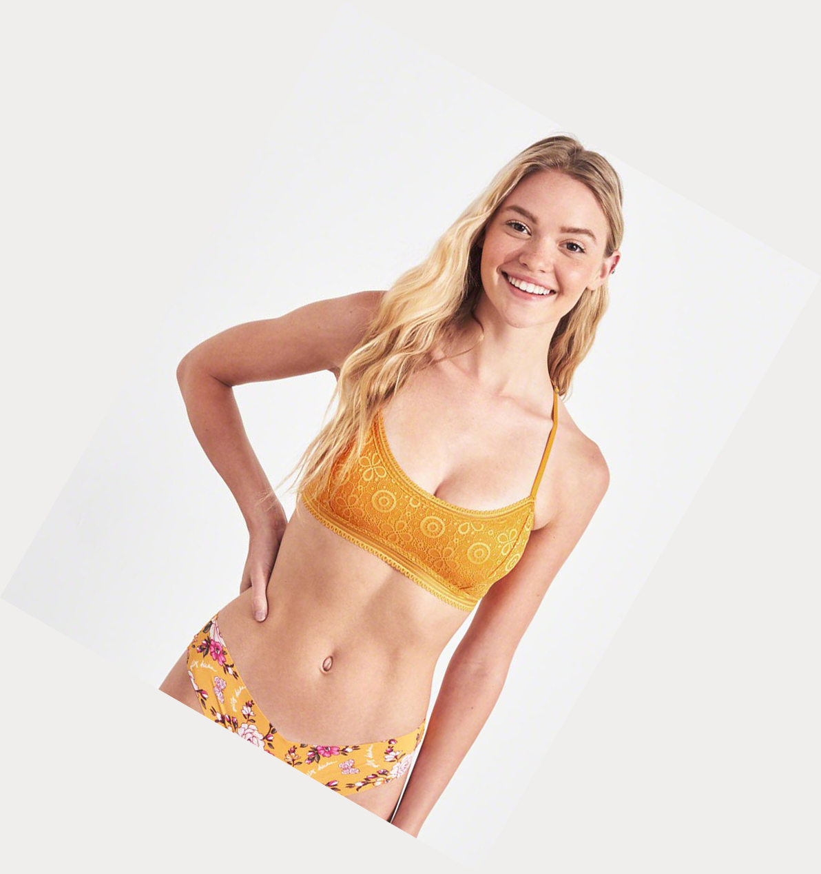 Yellow Women's Hollister T-Back Scoop With Removable Pads Bras | UK-260LIVX